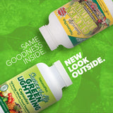 NaturesPlus Source of Life Green Lightning, etiqueta que resalta ingredientes vegetales