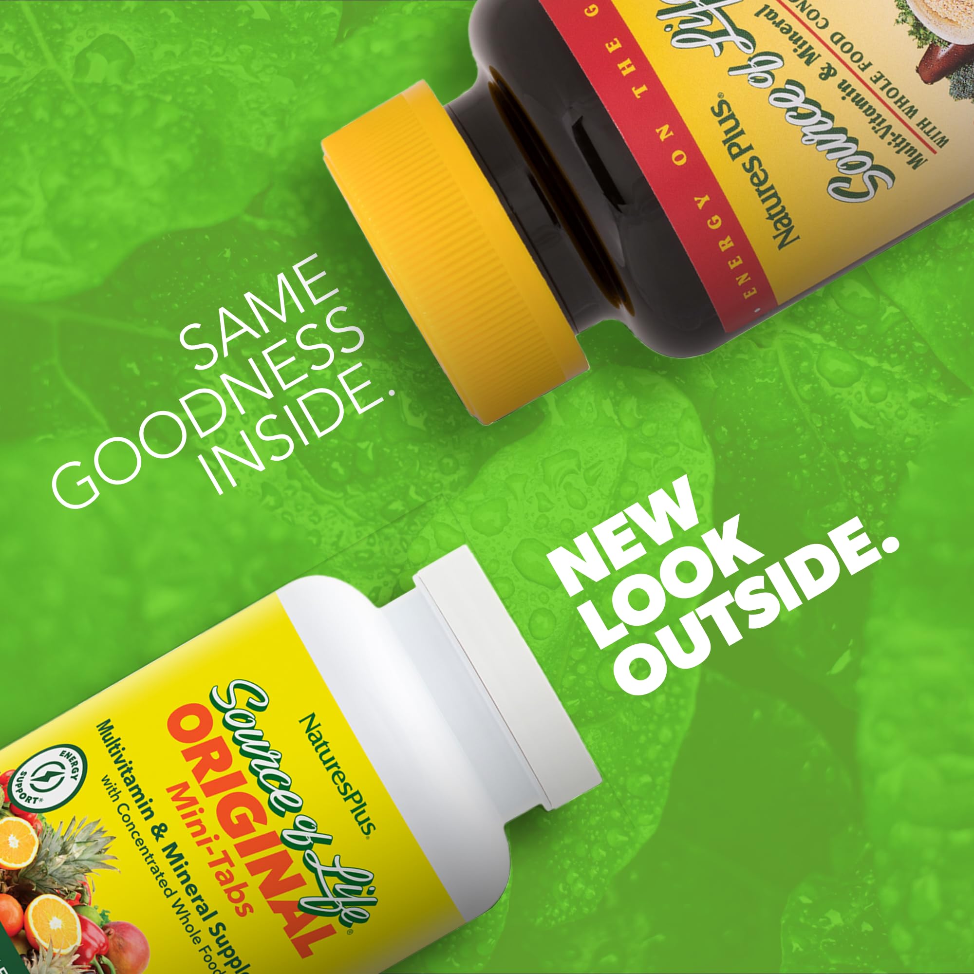 Etiqueta de NaturesPlus Source of Life Mini-Tabs con nutrientes clave