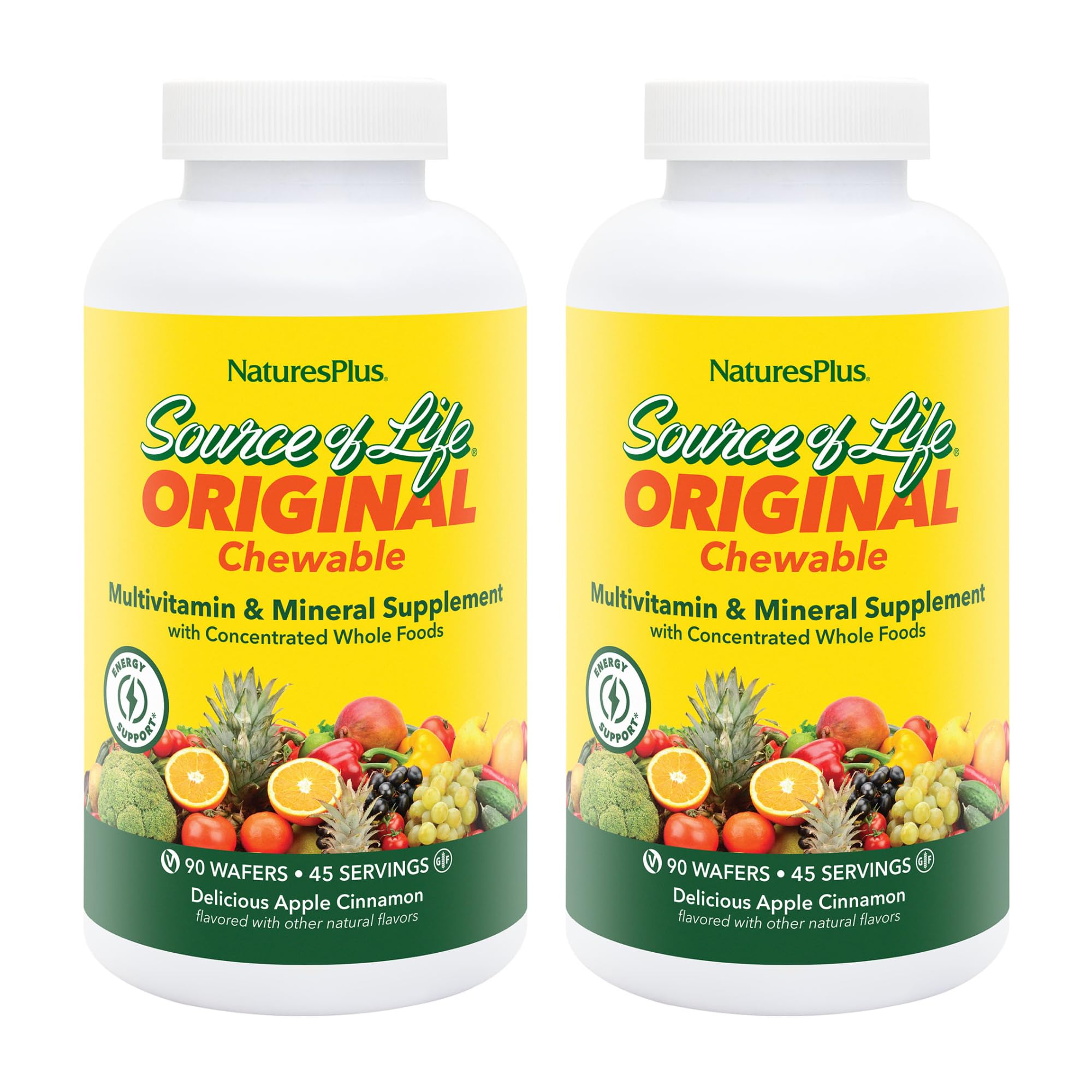 NaturesPlus Source of Life para adultos, frente al envase, apoyo a la energía diaria.