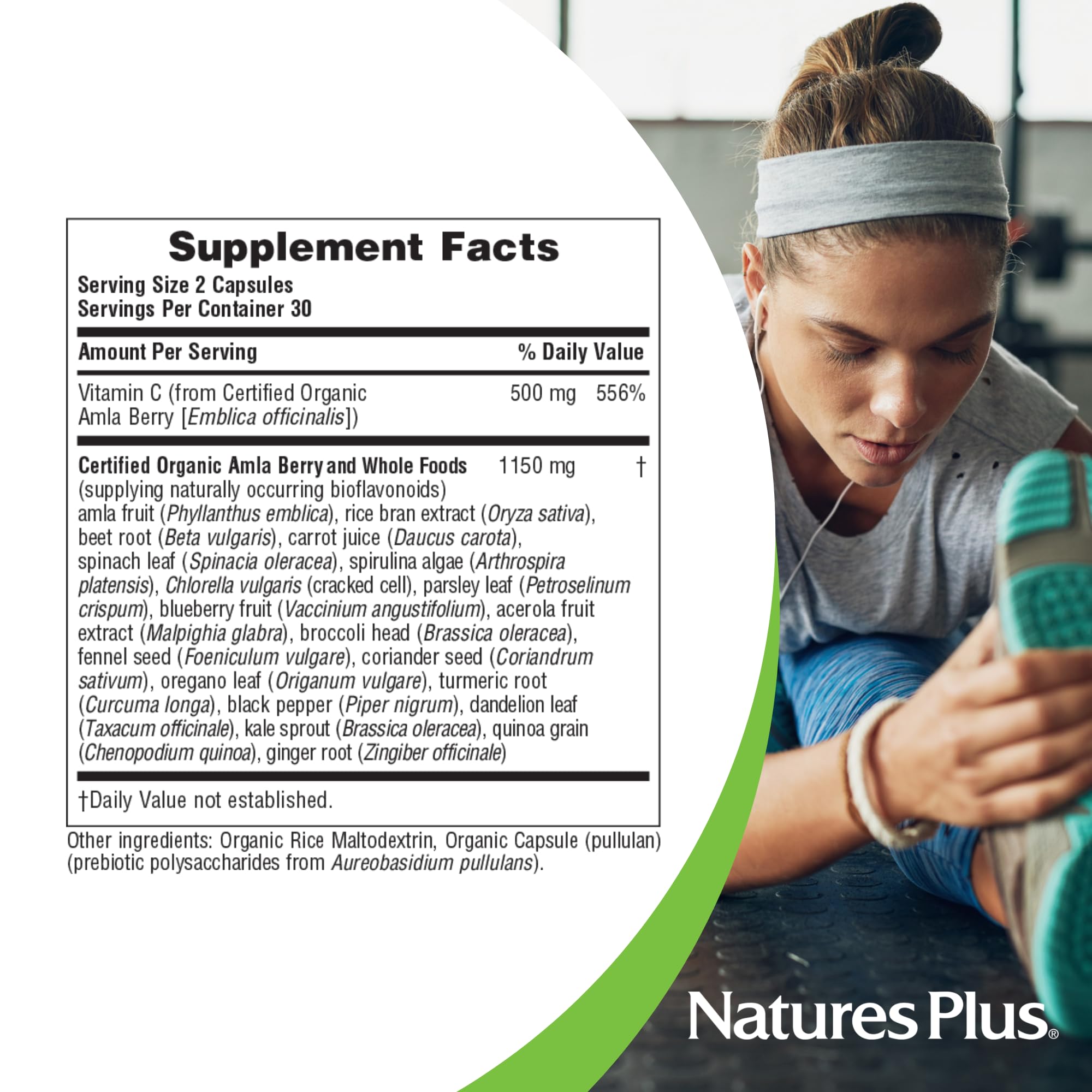 NaturesPlus Source of Life Garden Vitamin C, 90 mg bioflavonoides mejora la sinergia.