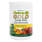 NaturesPlus Source of Life GOLD Energy Shake, etiqueta frontal, inicio rápido del día