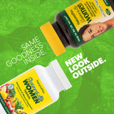 NaturesPlus Source of Life Women, tabletas en mano, opción vegetariana para suplementación diaria.