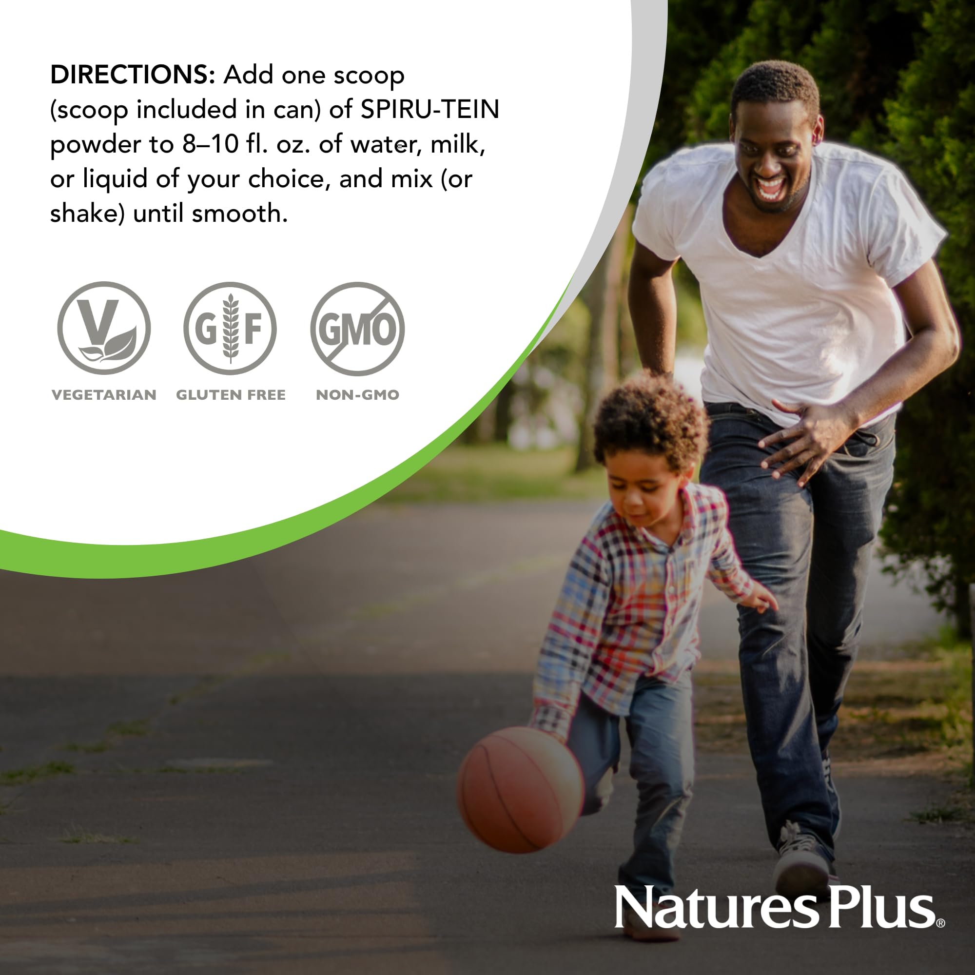 NaturesPlus SPIRU-TEIN banana, batido proteico vegetal para energía diaria