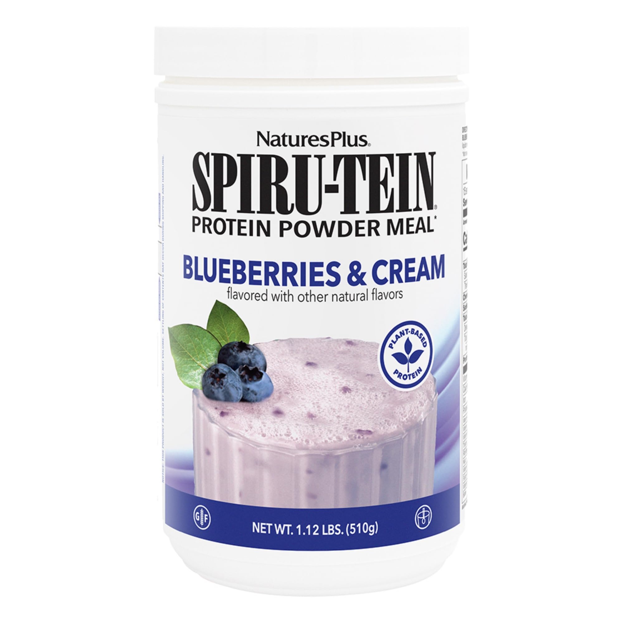 NaturesPlus SPIRU-TEIN frasco arándanos crema, proteína vegetal para energía diaria