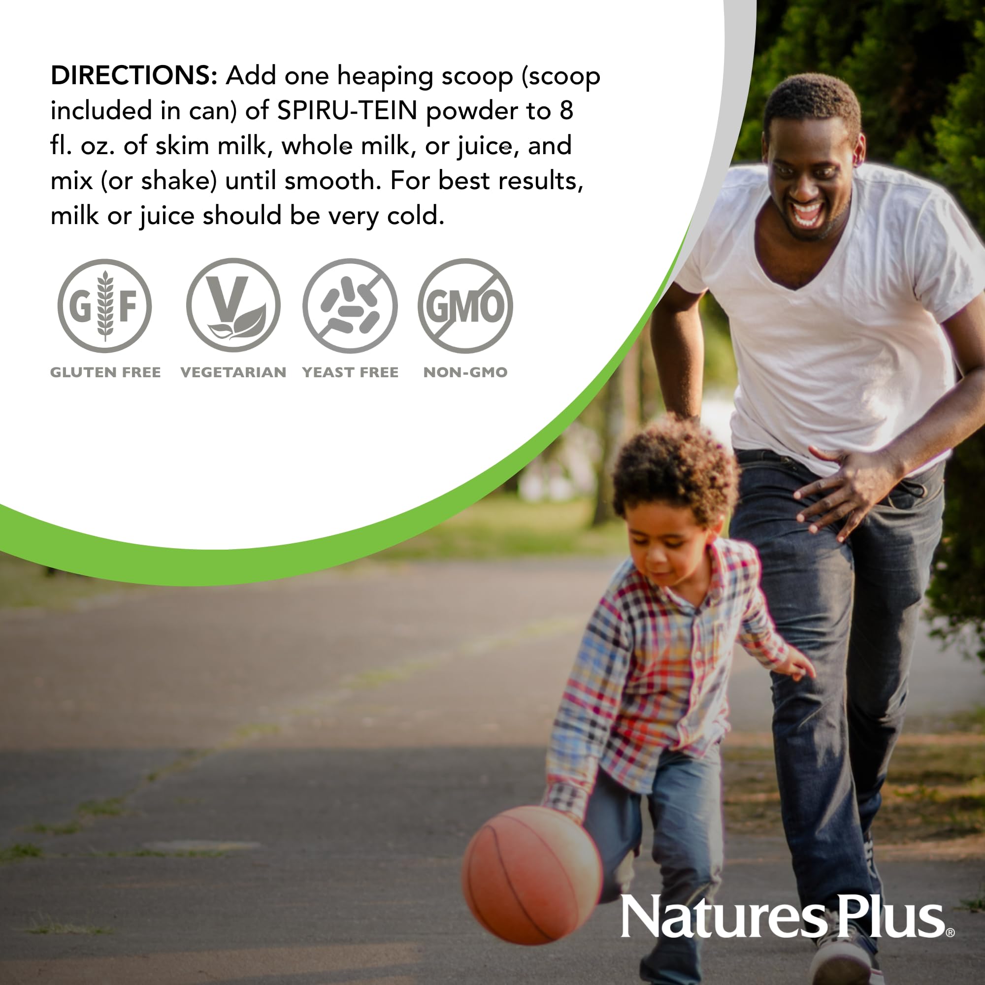 NaturesPlus SPIRU-TEIN vainilla, uso diario de proteína vegetal en casa.