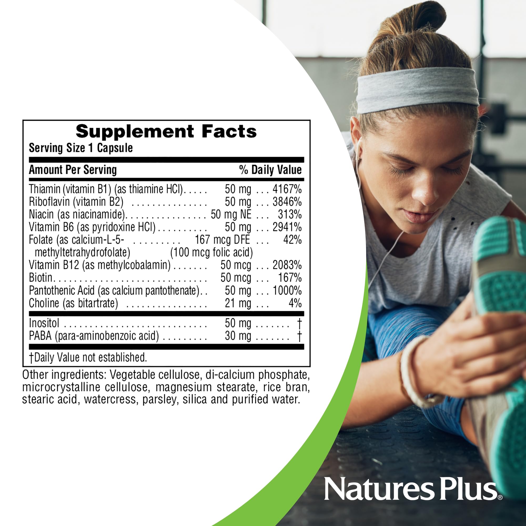 Nutrientes añadidos en Super B-50: inositol, colina y PABA para enfoque.