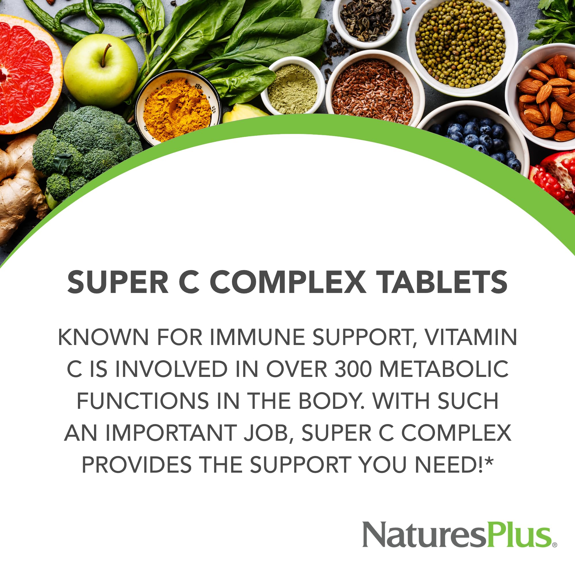 NaturesPlus Super C Complex tableta con flavonoides para defensa antioxidante sostenida