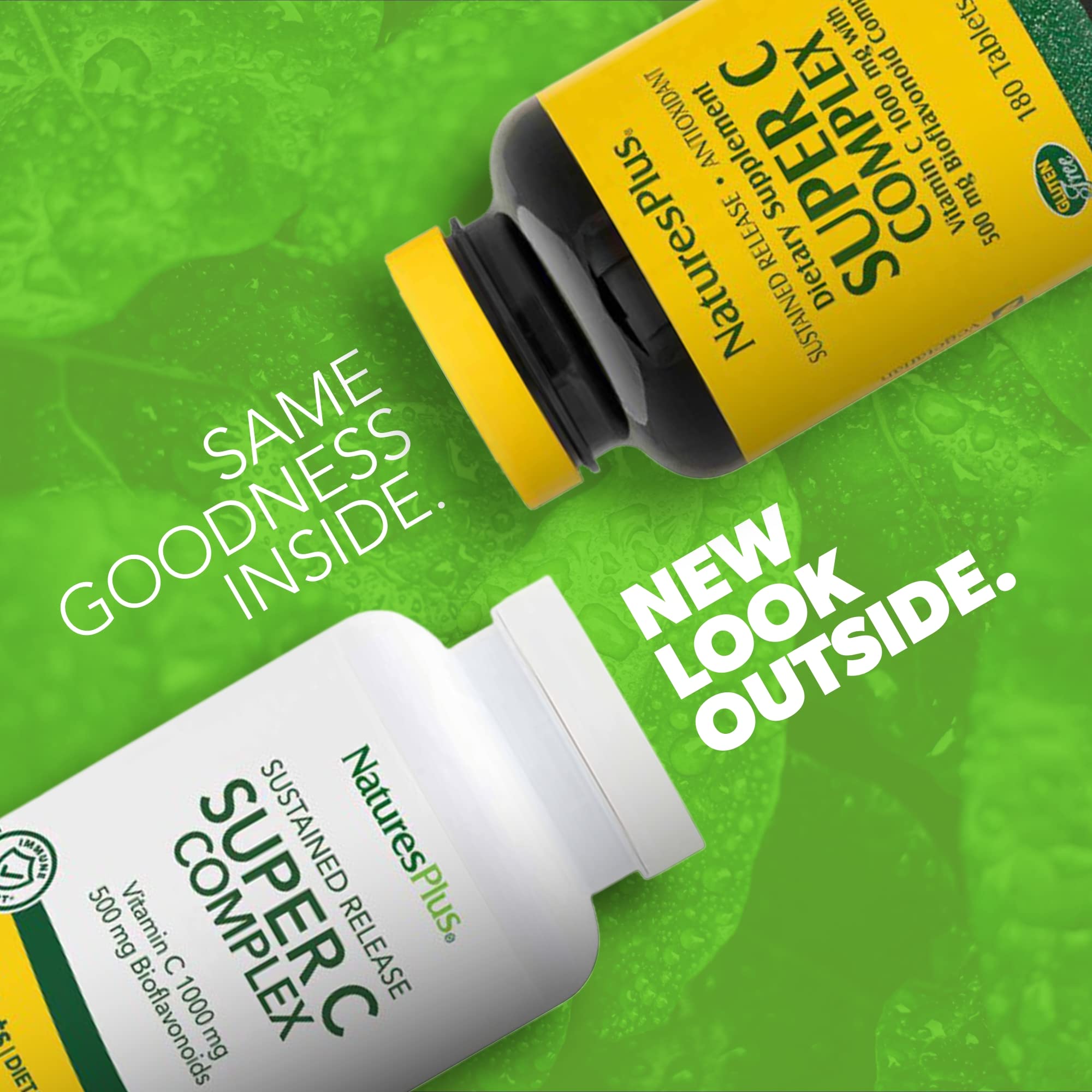 NaturesPlus Super C Complex con bioflavonoides para mejor absorción de la vitamina C.