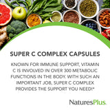 NaturesPlus Super C Complex: etiqueta frontal con composición y valor nutricional.