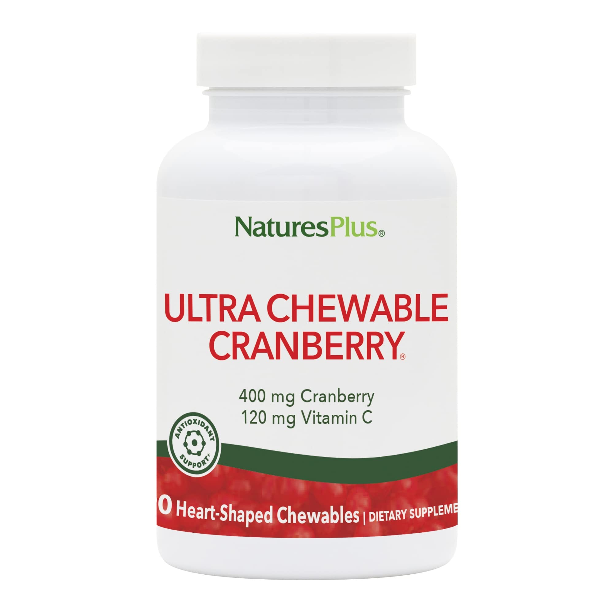 NaturesPlus Ultra Cranberry: cápsulas en forma de corazón para apoyar la salud urinaria diaria.