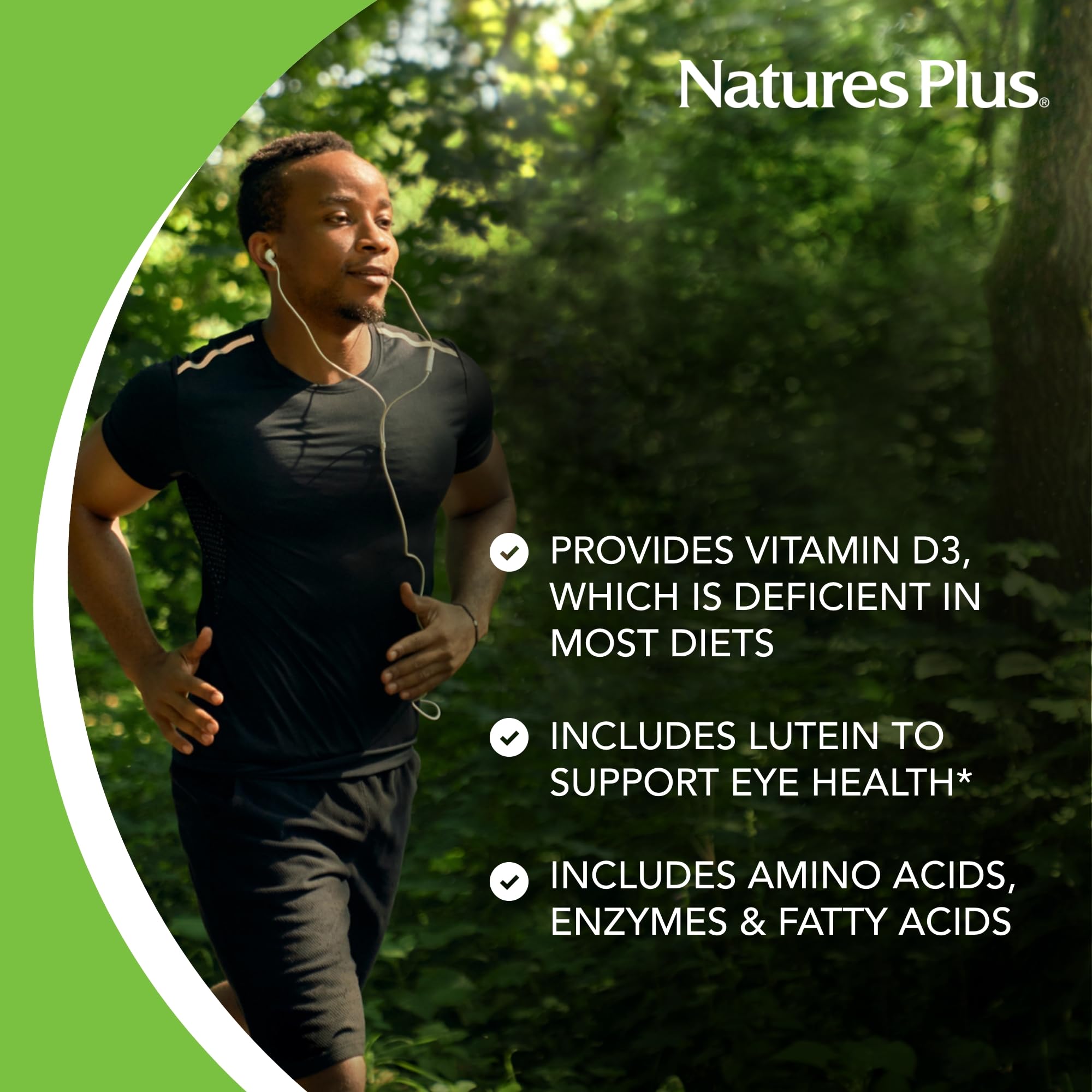 Etiqueta del producto, NaturesPlus Ultra Fuente de la Vida Sin Hierro, D3 y luteína.