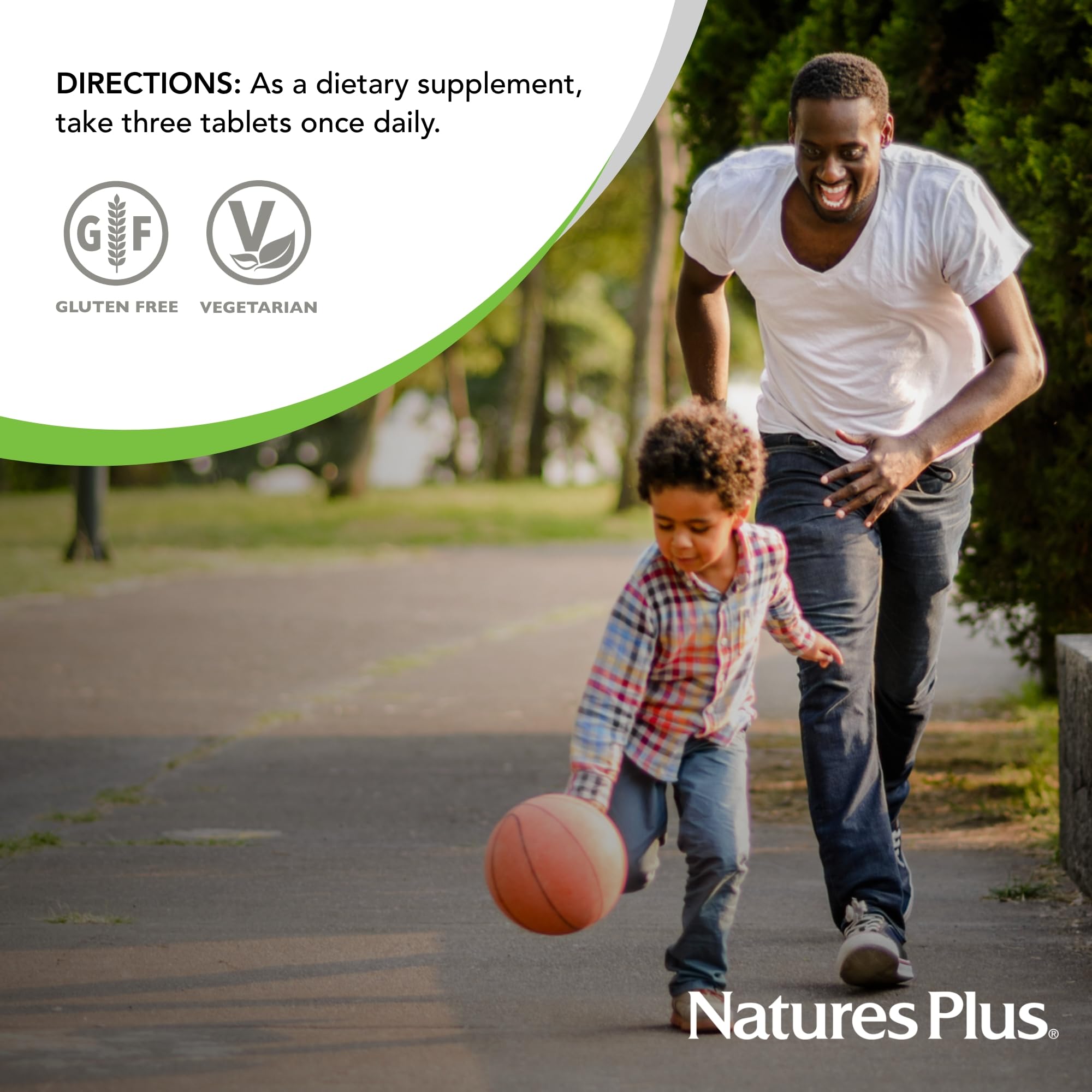 Tabletas apiladas, NaturesPlus Ultra Fuente de la Vida Sin Hierro, 60 porciones.