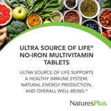 Detalle de la espalda de la tableta, NaturesPlus Ultra Fuente de la Vida Sin Hierro.