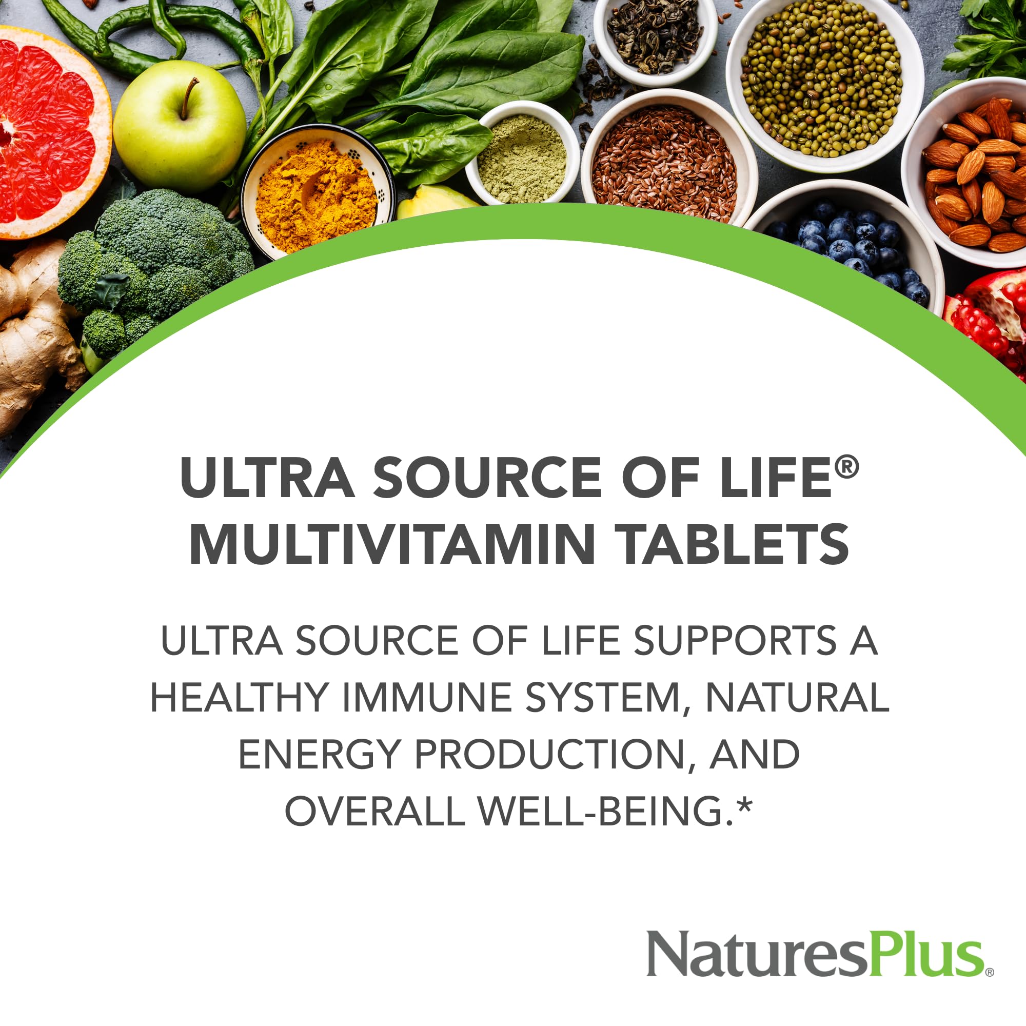 NaturesPlus Ultra Fuente de Vida, tabletas pequeñas, fácil consumo diario.