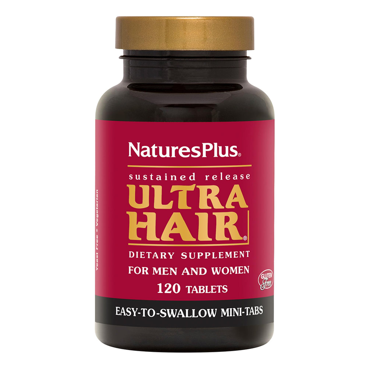 NaturesPlus Ultra Hair botella de tabletas mini para cabello más lleno