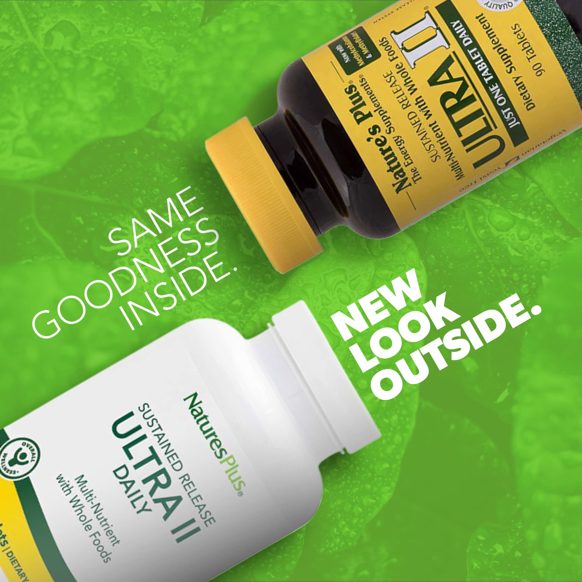 Etiqueta de NaturesPlus Ultra II Diario señala vitaminas clave para bienestar general.