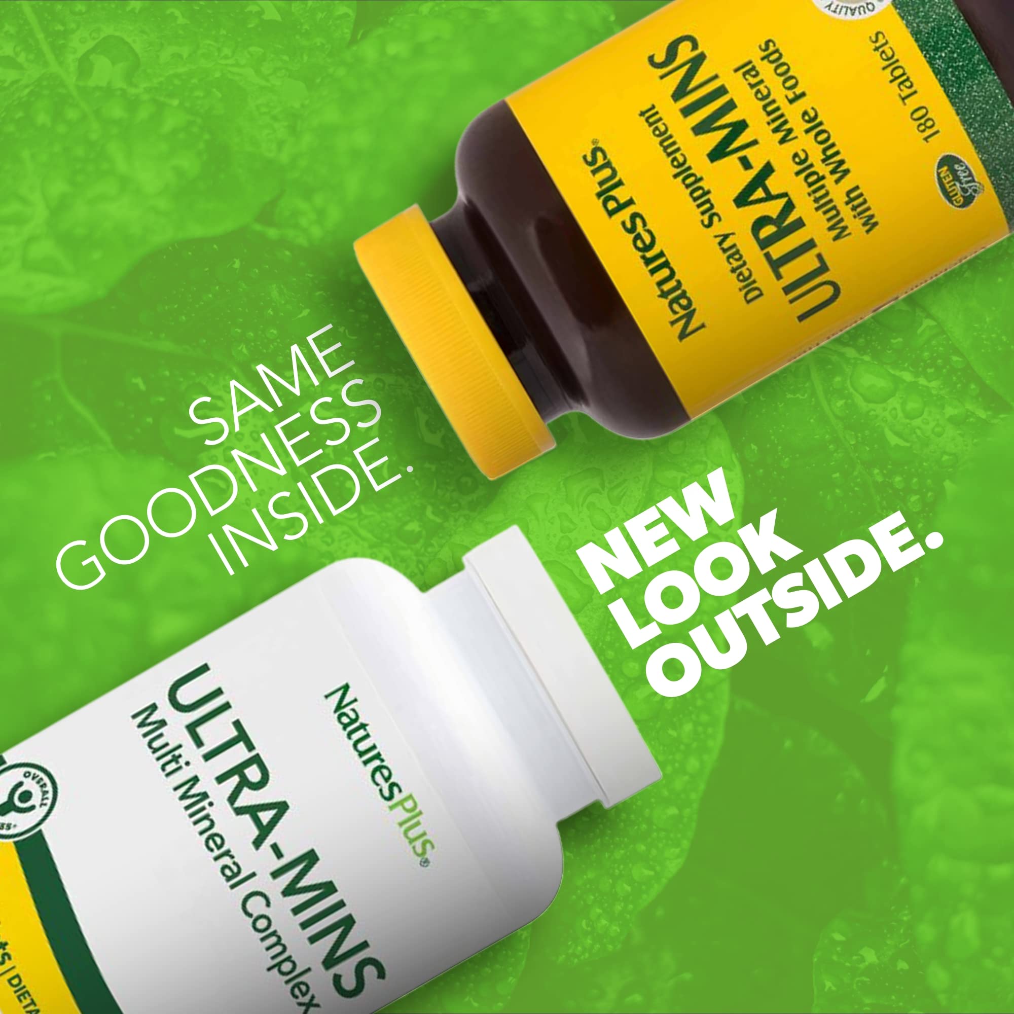NaturesPlus Ultra-Mins: etiqueta nutricional visible para minerales esenciales.
