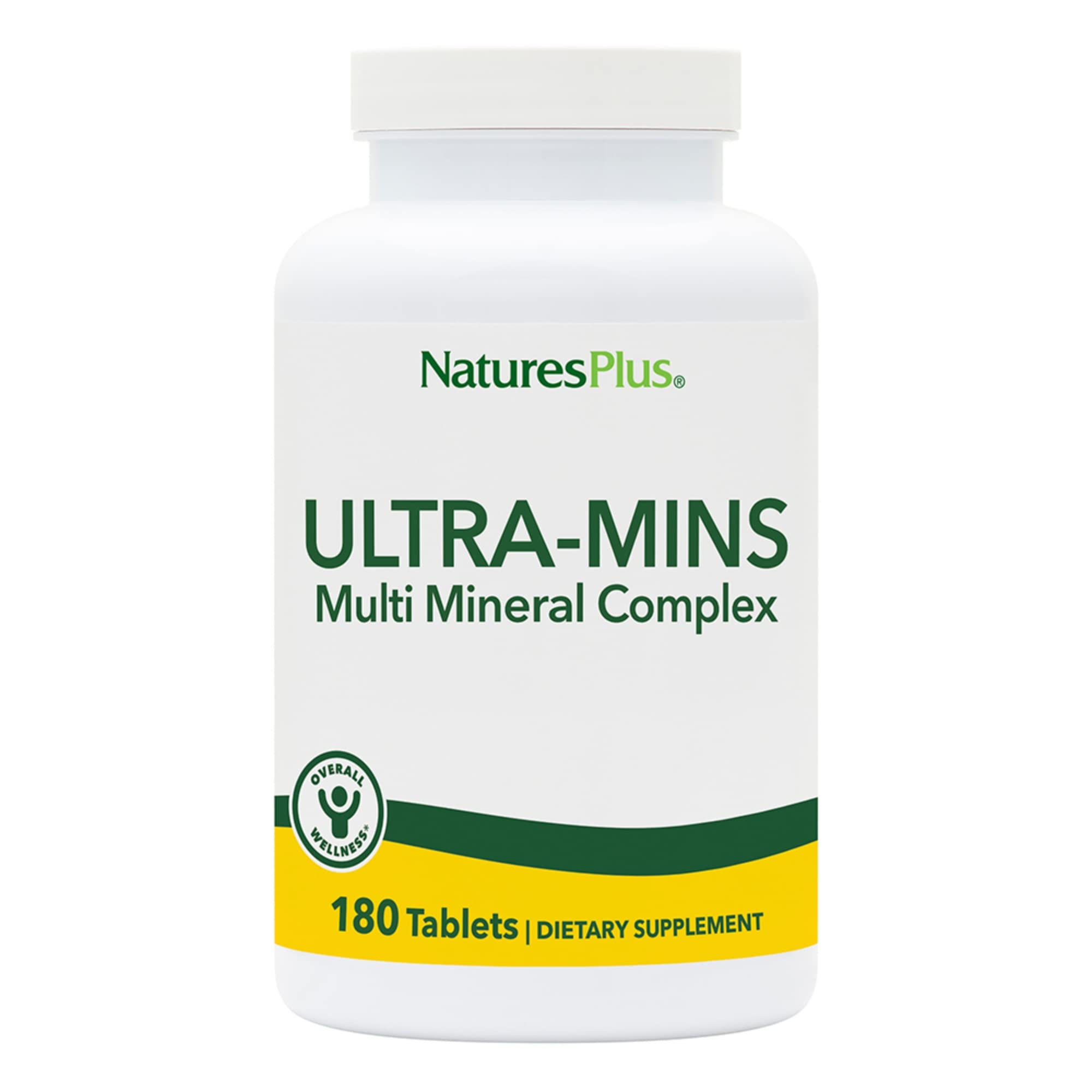 NaturesPlus Ultra-Mins: tabletas en frontal para apoyo diario de minerales.