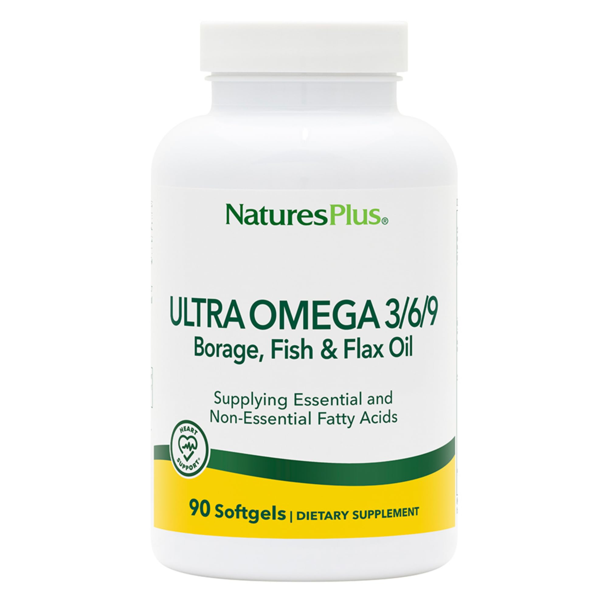 NaturesPlus Ultra Omega 3/6/9, bote de cápsulas para uso diario.