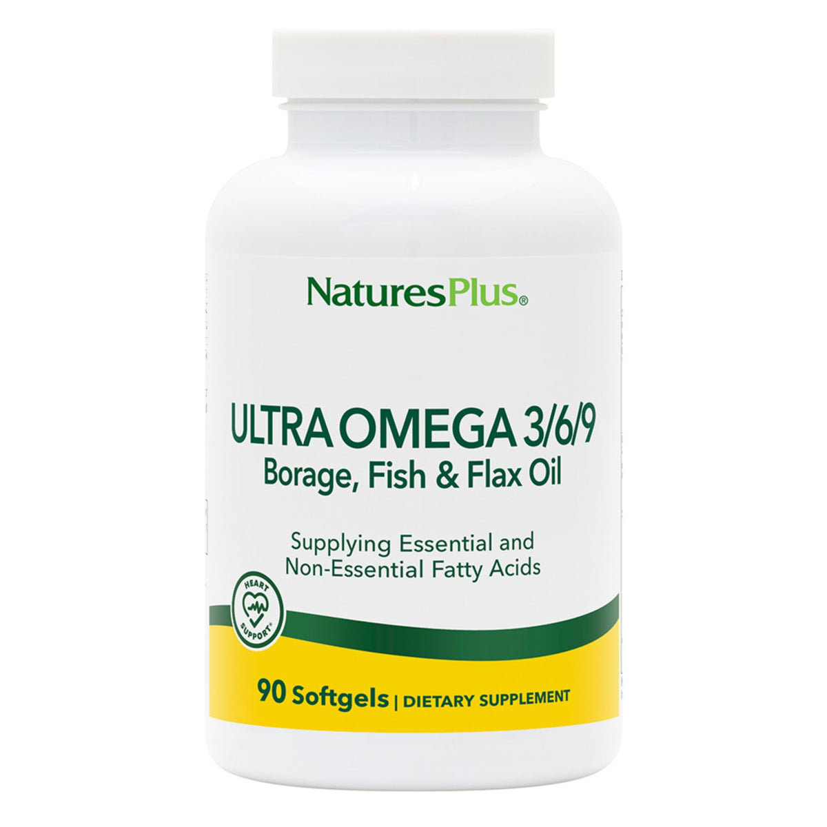 NaturesPlus Ultra Omega 3/6/9, bote de cápsulas para uso diario.