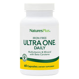 NaturesPlus Ultra One Daily Iron Free: cápsulas en frasco, apoyo a la energía diaria.