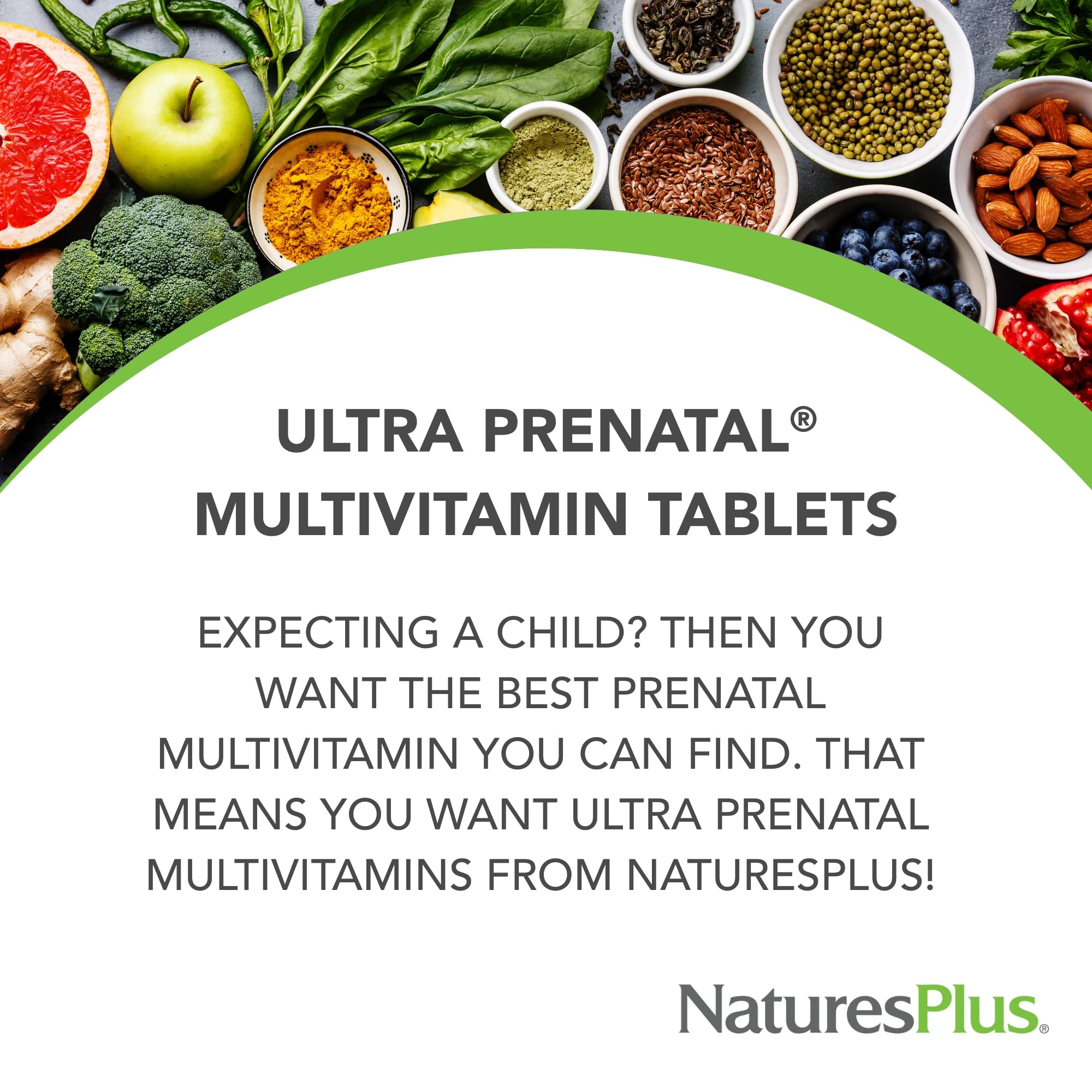 NaturesPlus Ultra Prenatal, fórmula vegetariana para una opción natural.