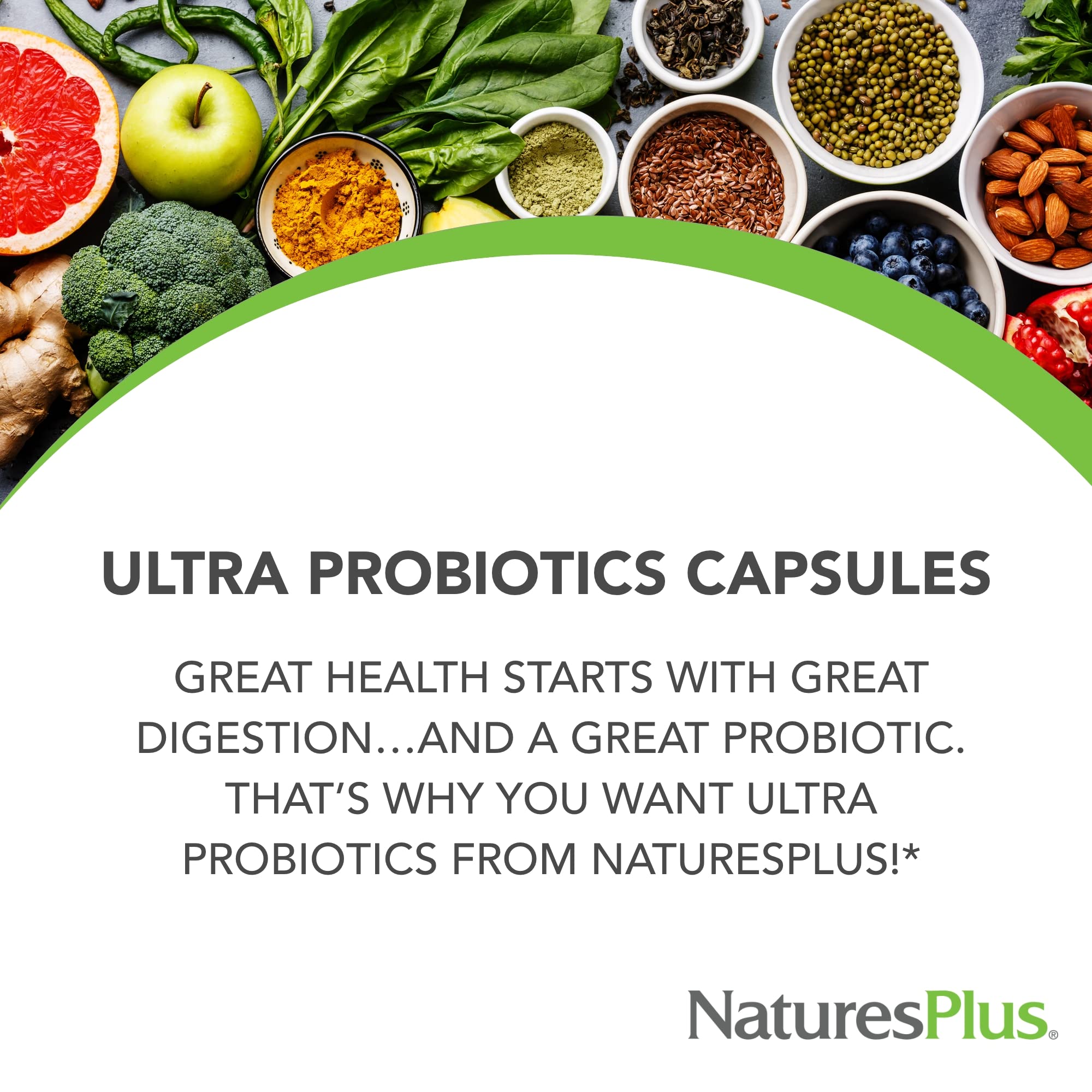 NaturesPlus Ultra Probiotics con prebiótico acai para favorecer bacterias beneficiosas.