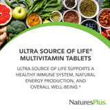 NaturesPlus Ultra Source of Life: composición clave para bienestar general.