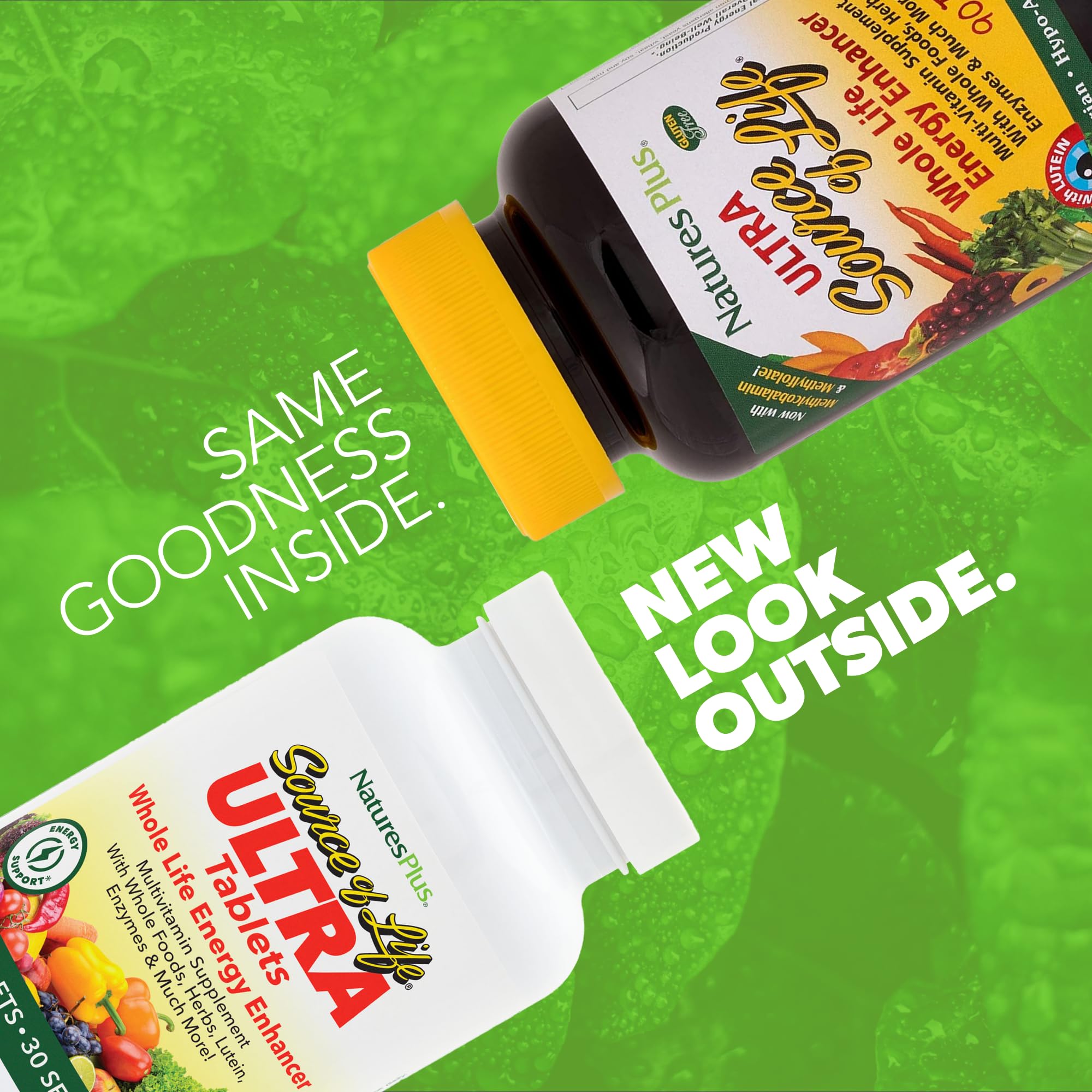 NaturesPlus Ultra Source of Life con vitamina D3 y luteína para visión saludable.