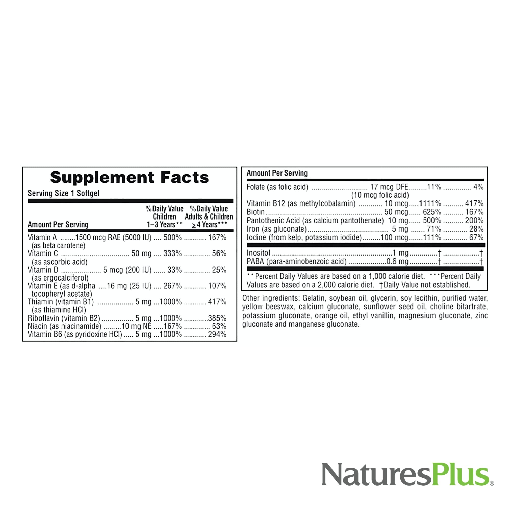 NaturesPlus Vita-Gels para niños, cápsulas sin gluten aptas para dietas.