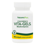 NaturesPlus Vita-Gels para niños frente a la botella, nutrición diaria conveniente.