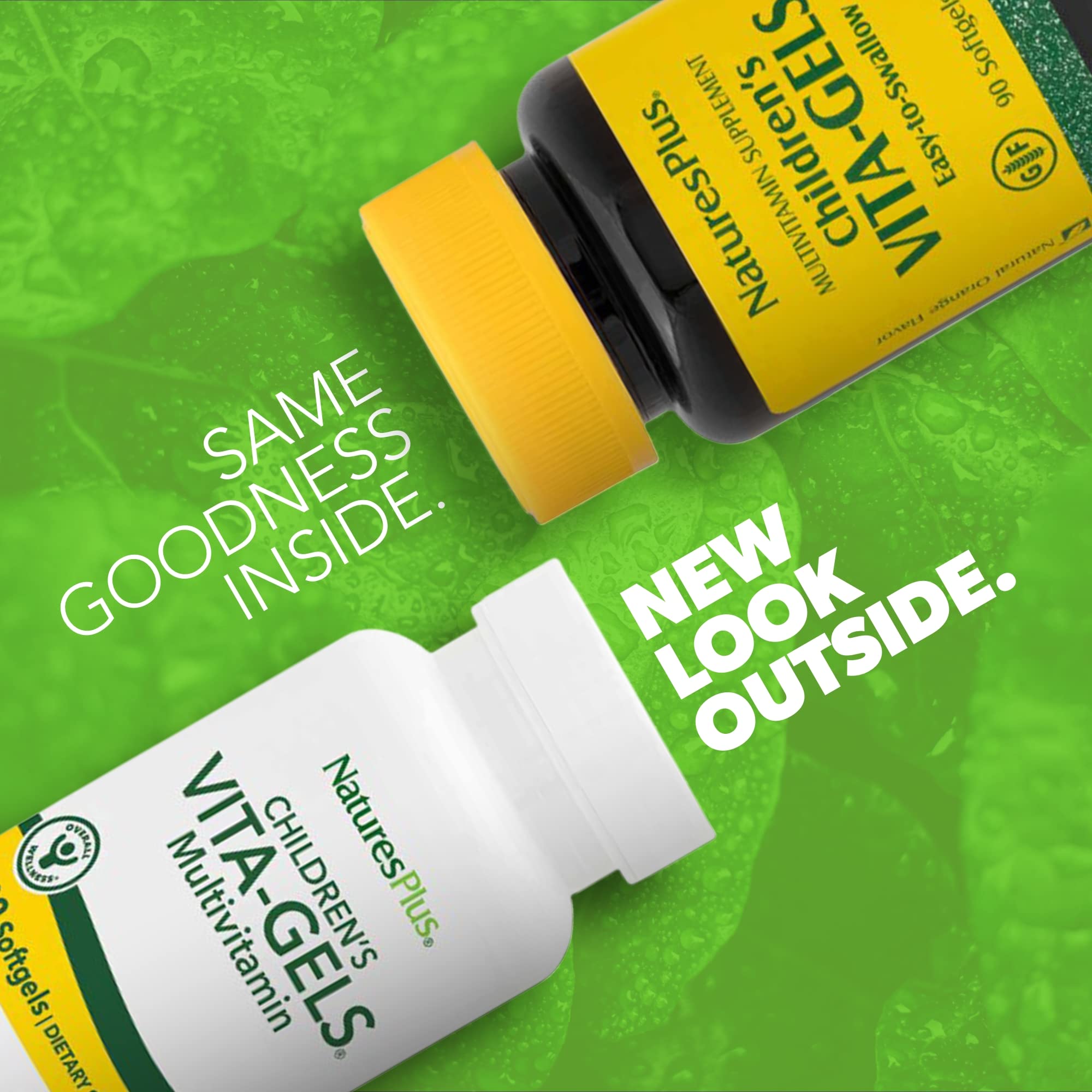 NaturesPlus Vita-Gels para niños softgels naranja, textura suave para fácil ingestión.