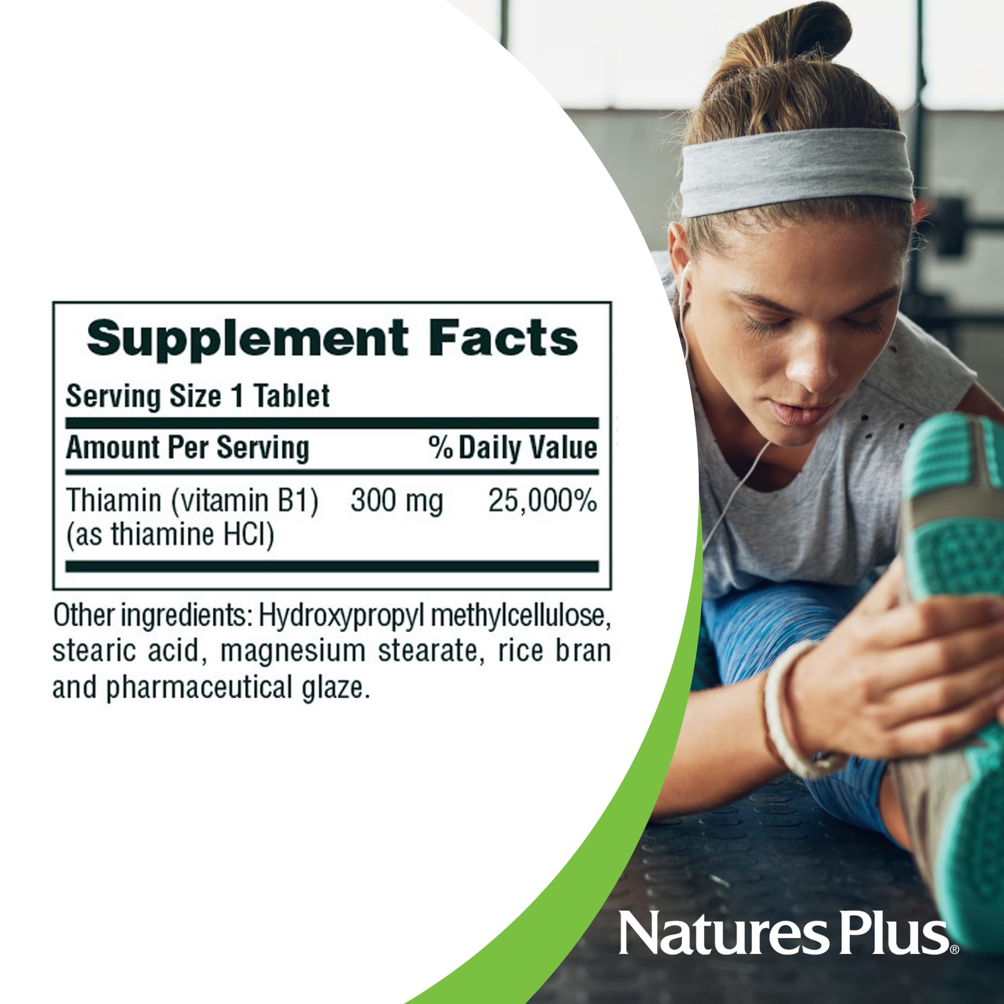 NaturesPlus Vitamina B1 300 mg, enfoque en metabolismo de carbohidratos