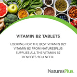NaturesPlus Vitamina B2 100 mg: etiqueta frontal destaca el beneficio antioxidante.
