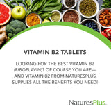 NaturesPlus Vitamina B2 etiqueta con dosis de 250 mg