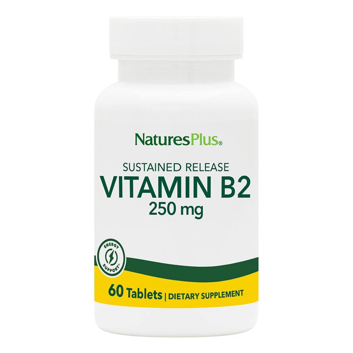 NaturesPlus Vitamina B2 frasco con etiqueta para energía sostenida diaria