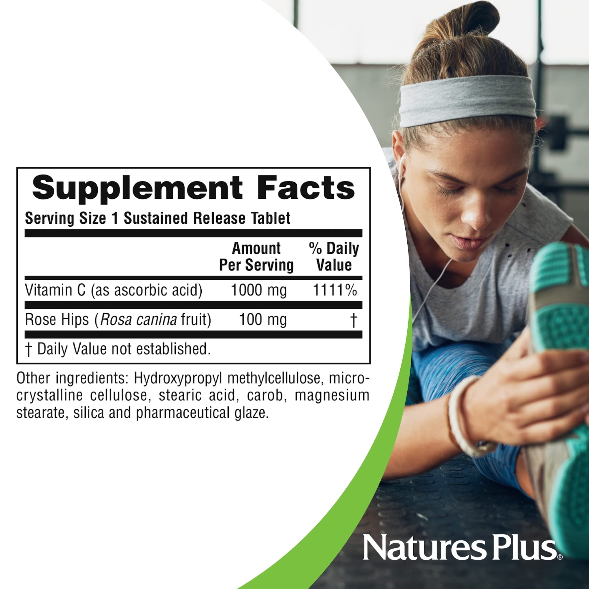 NaturesPlus Vitamina C 1000 mg, proceso cGMP garantiza calidad y pureza.