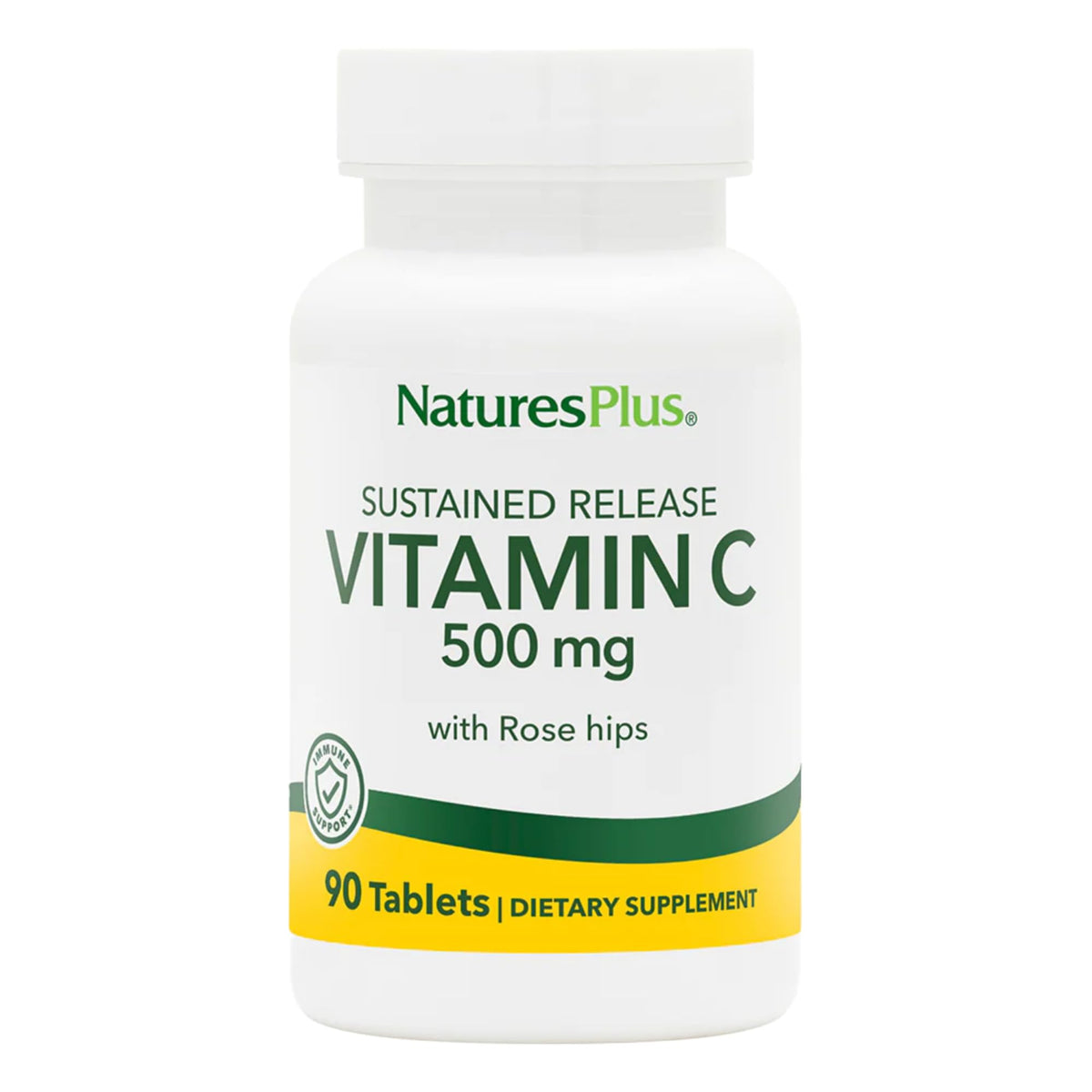 NaturesPlus Vitamina C 500 mg con Rosa Canina, pastillas en frasco para la rutina diaria