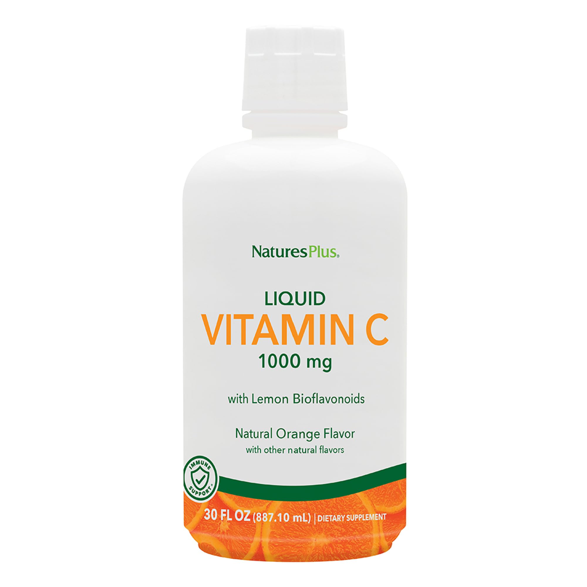 NaturesPlus Vitamina C líquida 1000 mg, botella de 30 onzas para uso diario.