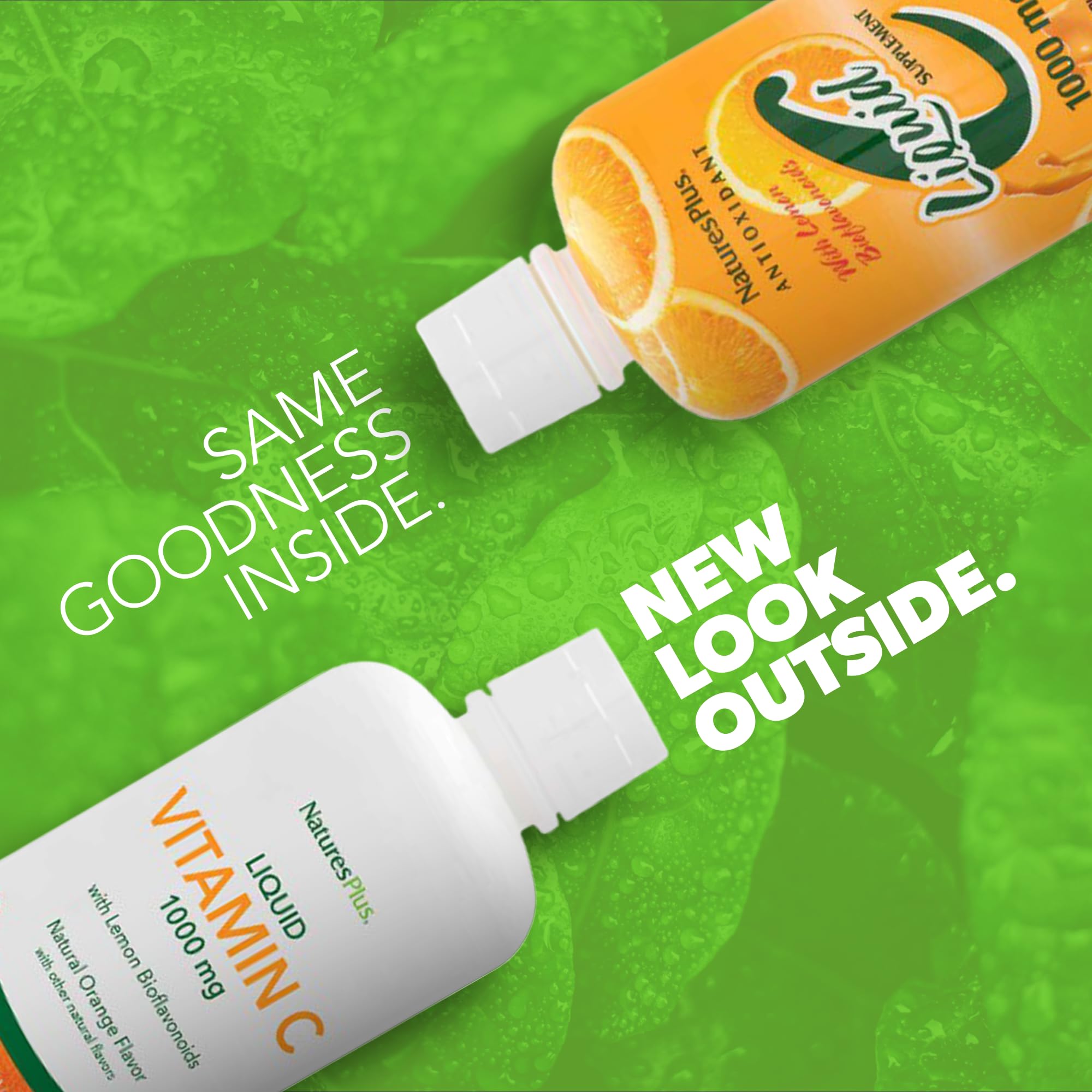 NaturesPlus Vitamina C líquida con dispensador para medir porciones con precisión.