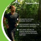 NaturesPlus Vitamina C líquida sabor limón, fácil de mezclar con agua o jugo.