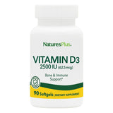 NaturesPlus Vitamina D3 2500 UI, botella: apoyo a huesos fuertes