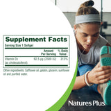 NaturesPlus Vitamina D3 2500 UI, caja exterior con notas de pureza