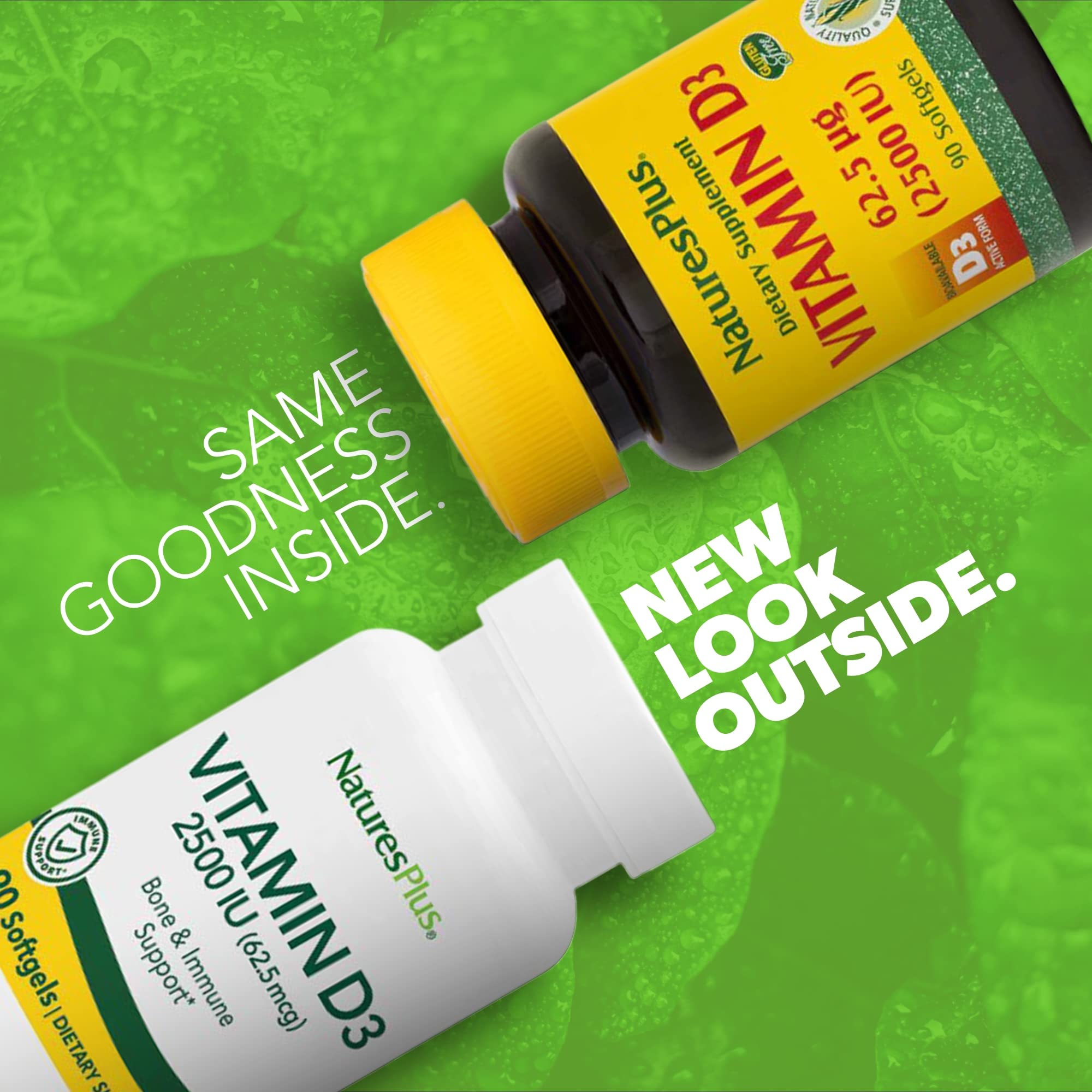 NaturesPlus Vitamina D3 2500 UI, etiqueta: información clara de dosis