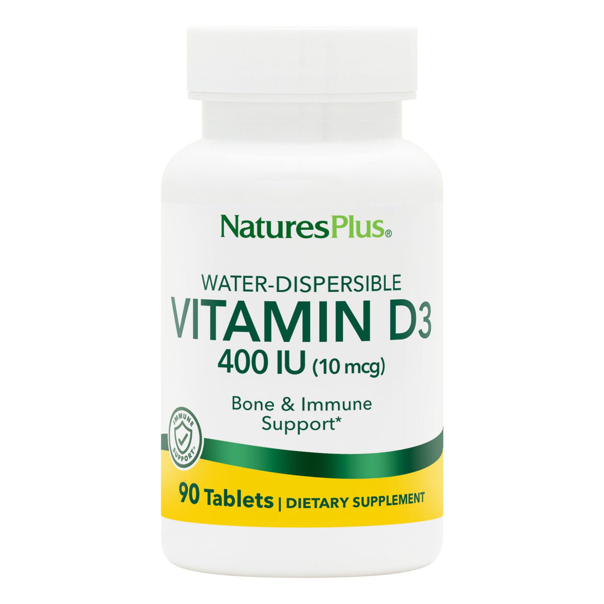NaturesPlus Vitamina D3 400 UI, tabletas dispersibles en agua, apoya huesos