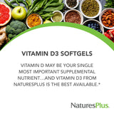 NaturesPlus Vitamina D3 5000 UI, absorción óptima gracias al colecalciferol