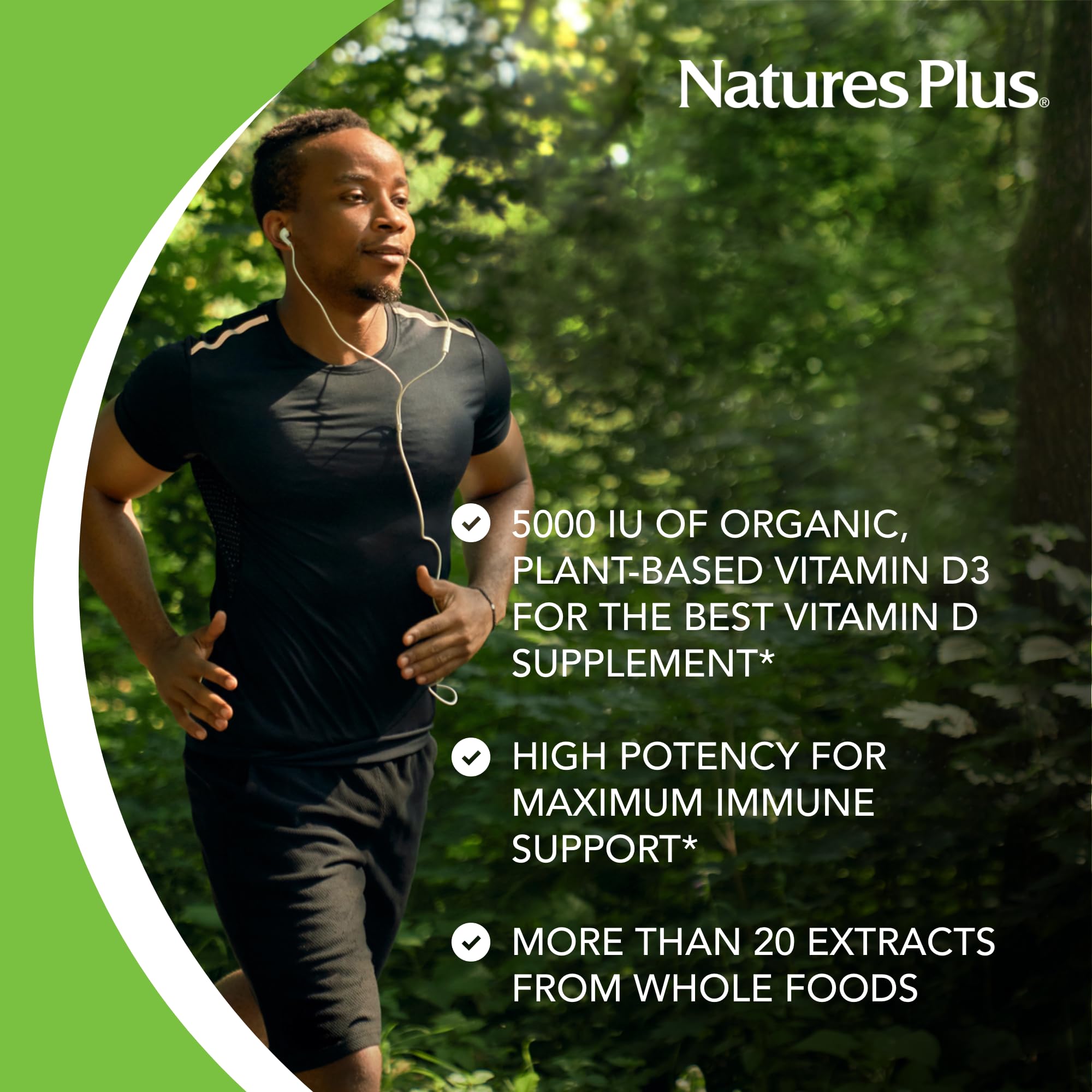 NaturesPlus Vitamina D3, cápsulas, formato vegano para uso cotidiano.