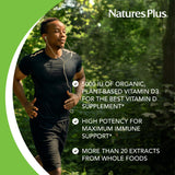 NaturesPlus Vitamina D3, cápsulas, formato vegano para uso cotidiano.