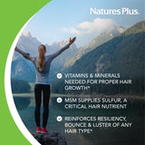 NaturesPlus Ultra Hair Plus: tabletas de liberación sostenida para absorción constante.