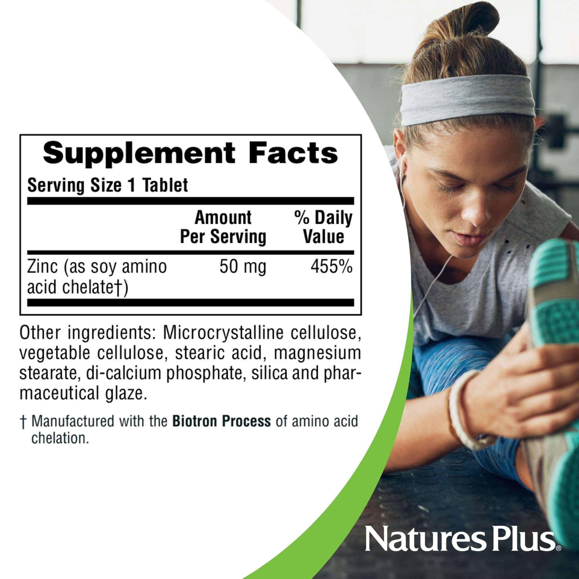 NaturesPlus Zinc 50 mg, envase de alta calidad y control de fabricación.